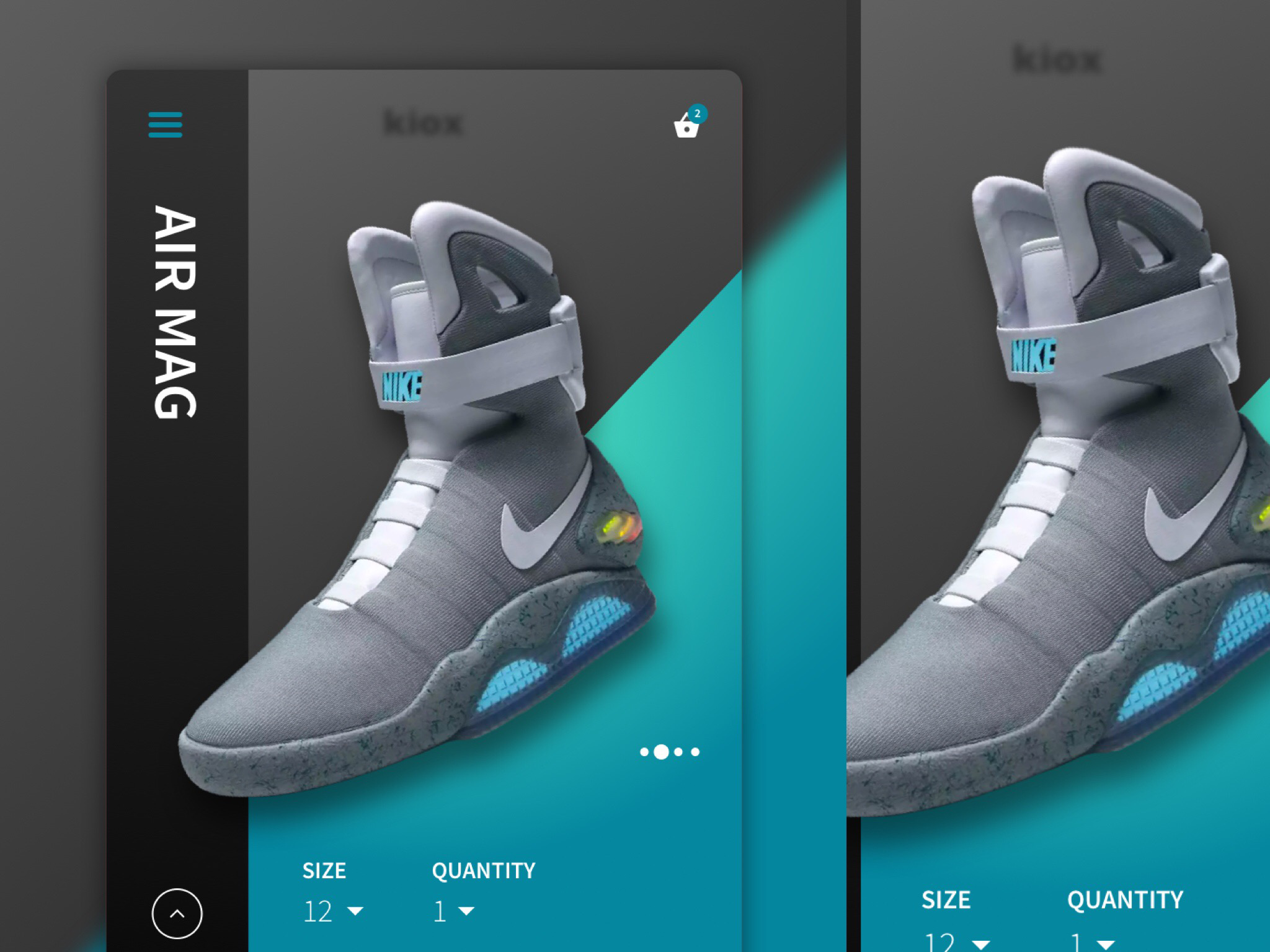 Instagram photo - Kiox - sneaker kiosk concept project, mobile version