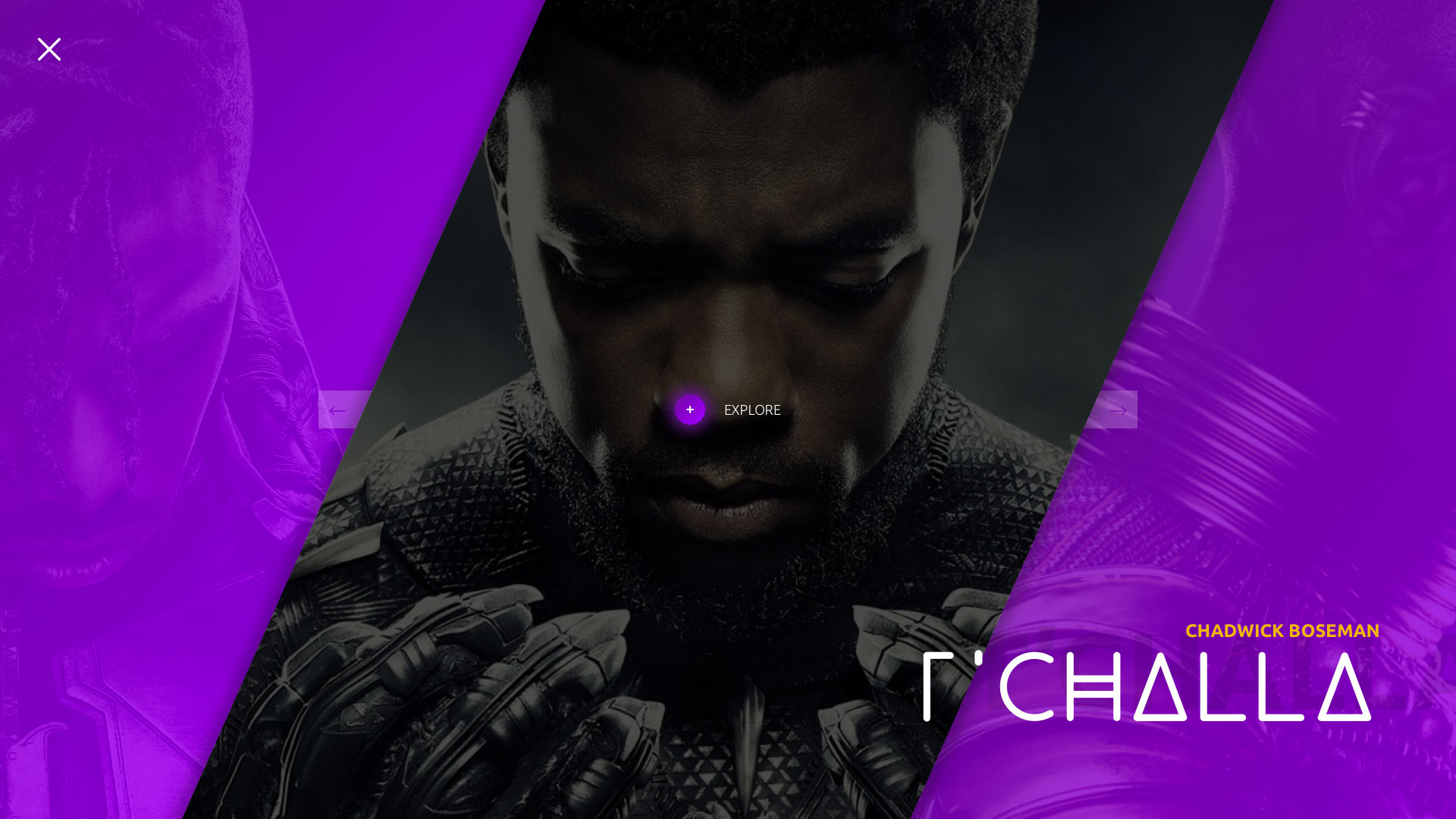 black panther web site characters cast gallery tchalla hover design mockup